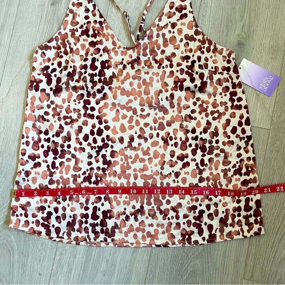 Satin Pajama Sexy Top XS Tank Top Giraffe Beige Brown Print NWT - Picture 7 of 11